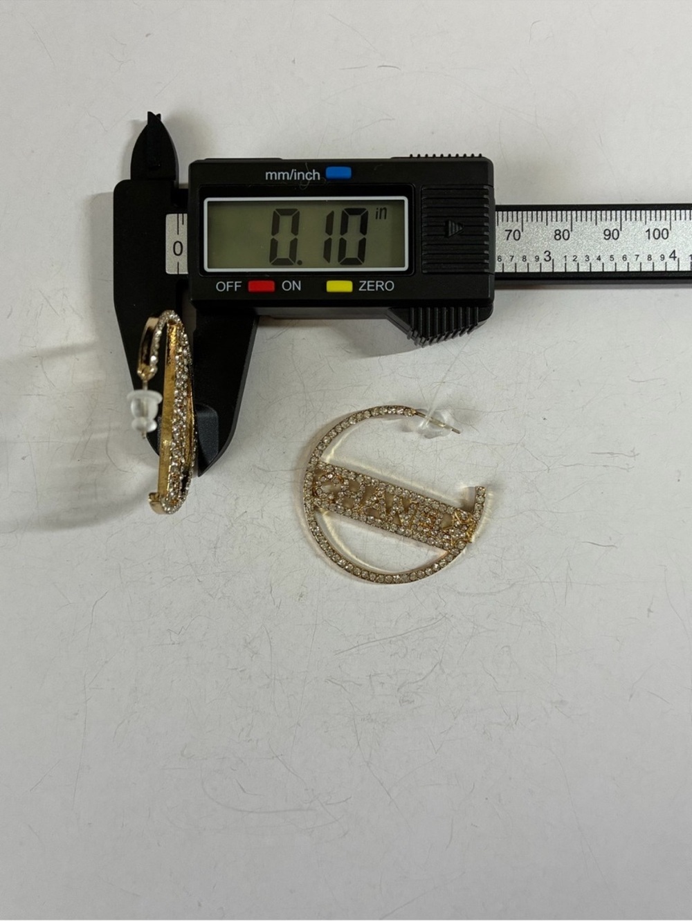 Gold Crystal CC Logo Hoop Earrings - Picture 8 of 8